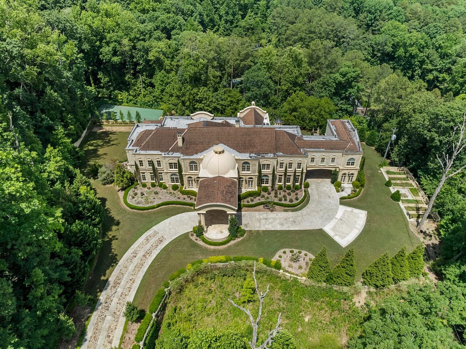 Aerial view of the front of the estate