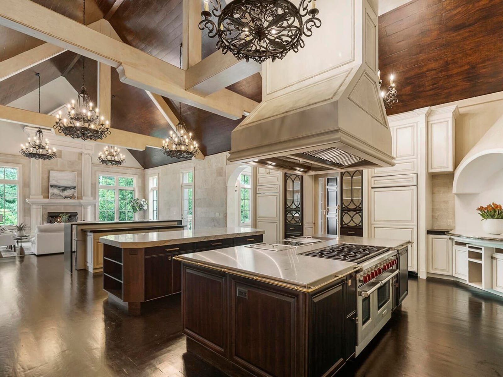 Three-island chef's kitchen