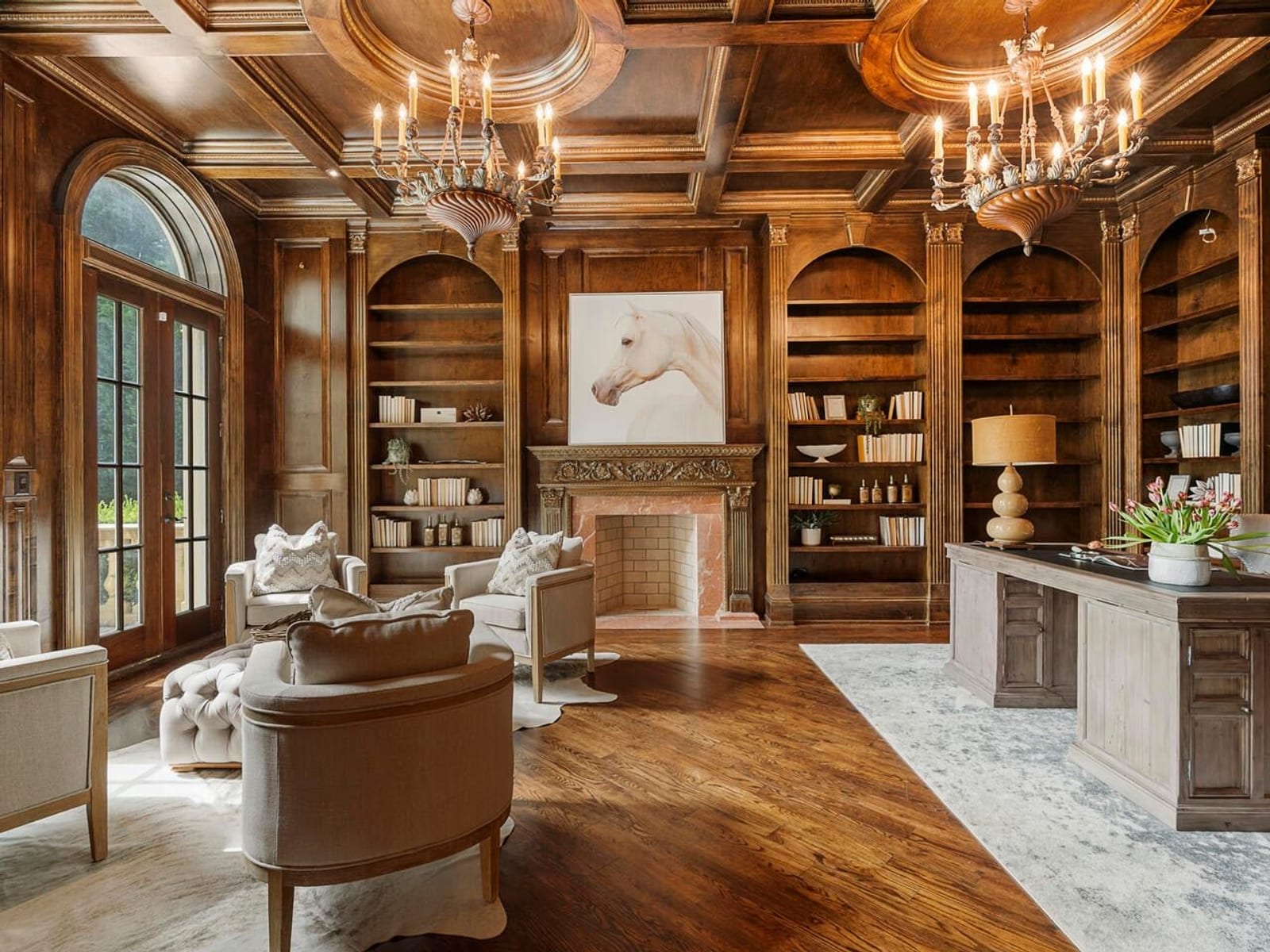 Mahogany paneled library